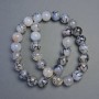 Agate Dragon Veins beads, smooth round, 12 mm diameter, 39 cm length ± on thread