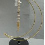 Crescent Stand for Sphere, 24×17 cm ±, leg diameter 10 cm ±, chain length 16 cm ±, golden metal