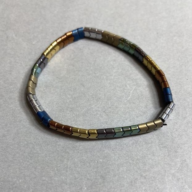 Hematite Wave Bracelet, 5x3, 5 mm ±, 18 cm length, stretch