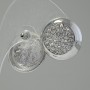 Circle Stud Earrings, White Crystals, Silver-Tone Metal, 2 cm
